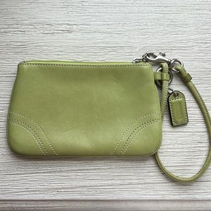 Light Green Small Coach Wristlet with strap